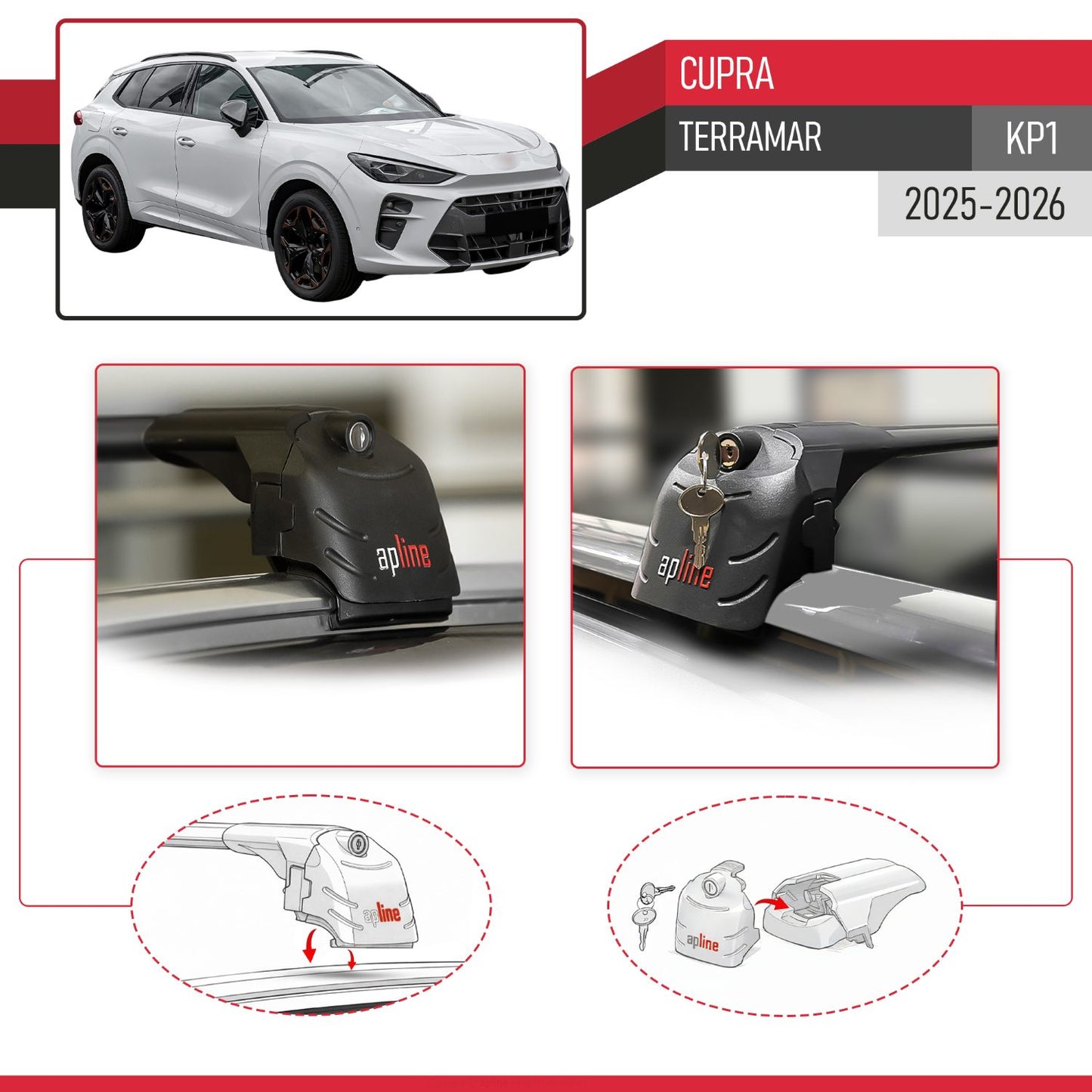 Compatibile con Cupra Terramar 2025 ACE-2 Barre Tetto Portapacchi Auto Barre Portatutto Nero Alluminio 2 Barre