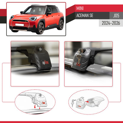 Compatibile con Mini Aceman SE 2024-2025 ACE-2 Barre Tetto Portapacchi Auto Barre Portatutto Nero Alluminio 2 Barre