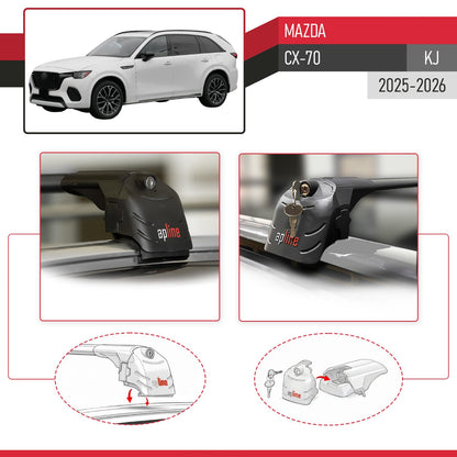 Compatibile con Mazda CX-70 2025 ACE-2 Barre Tetto Portapacchi Auto Barre Portatutto Nero Alluminio 2 Barre