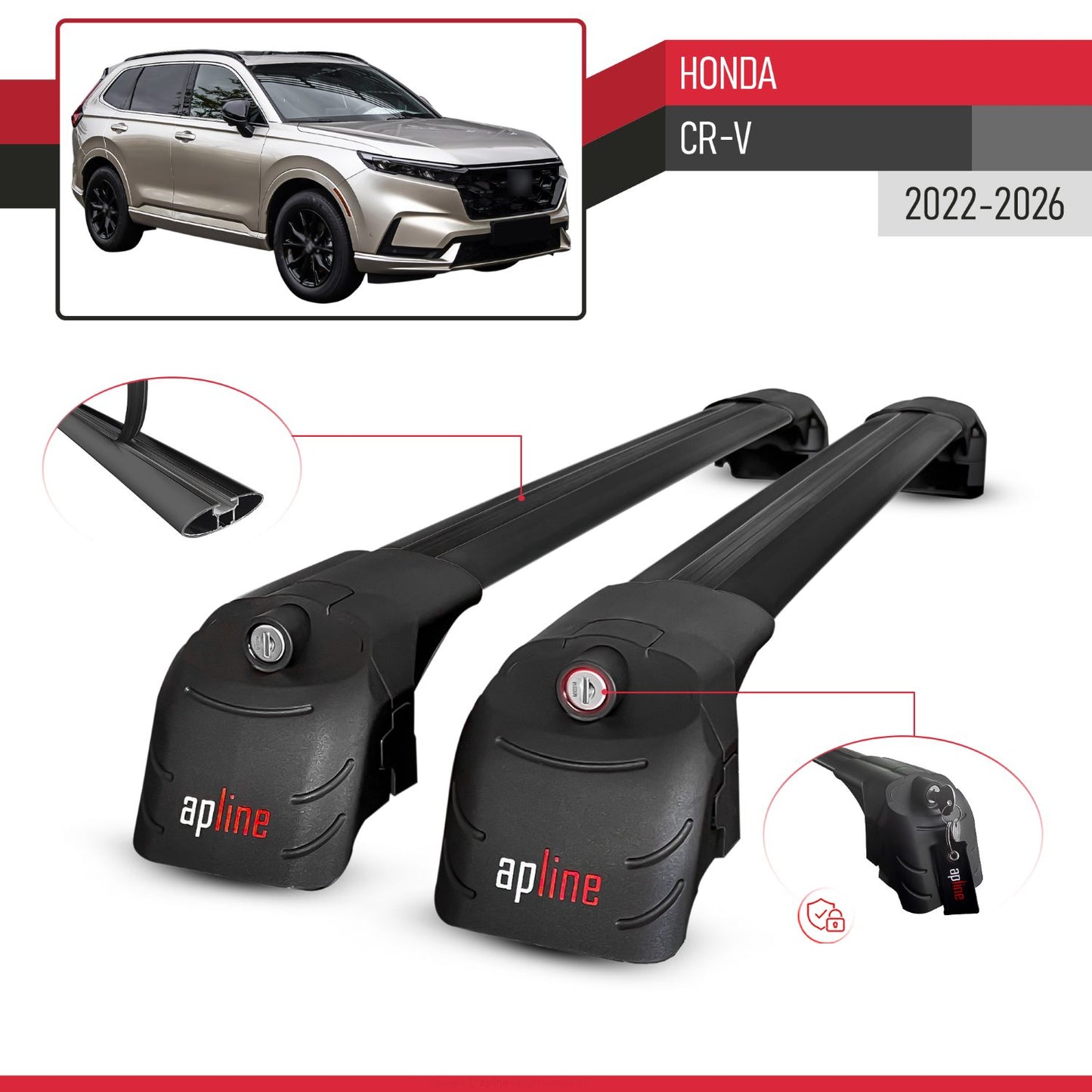 Compatibile con Honda CR-V 2022-2025 ACE-2 Barre Tetto Portapacchi Auto Barre Portatutto Nero Alluminio 2 Barre