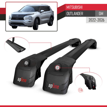 Compatible with Mitsubishi Outlander 2022-2025 ACE-2 Car Roof Rack Cross Bar Black Aluminium 2 Bars