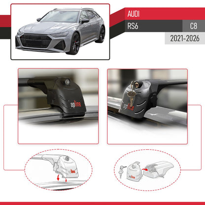 Compatibile con Audi RS6 2025 ACE-2 Barre Tetto Portapacchi Auto Barre Portatutto Nero Alluminio 2 Barre