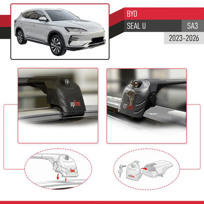 Compatibile con BYD Seal U 2023-2025 ACE-2 Barre Tetto Portapacchi Auto Barre Portatutto Nero Alluminio 2 Barre