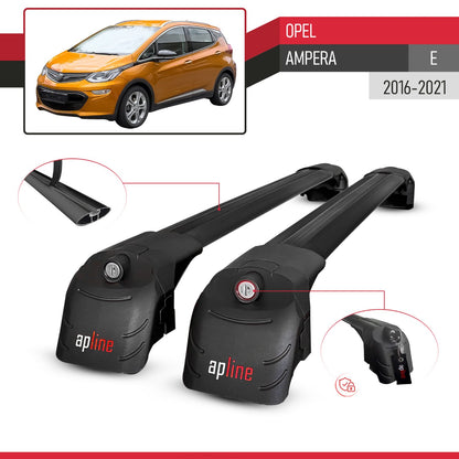 Compatible with Opel Ampera E 2017-2021 ACE-2 Car Roof Rack Cross Bar Black Aluminium 2 Bars