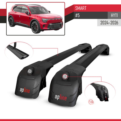 Compatibile con SMART #5 2024-2026 ACE-2 Barre Tetto Portapacchi Auto Barre Portatutto Nero Alluminio 2 Barre