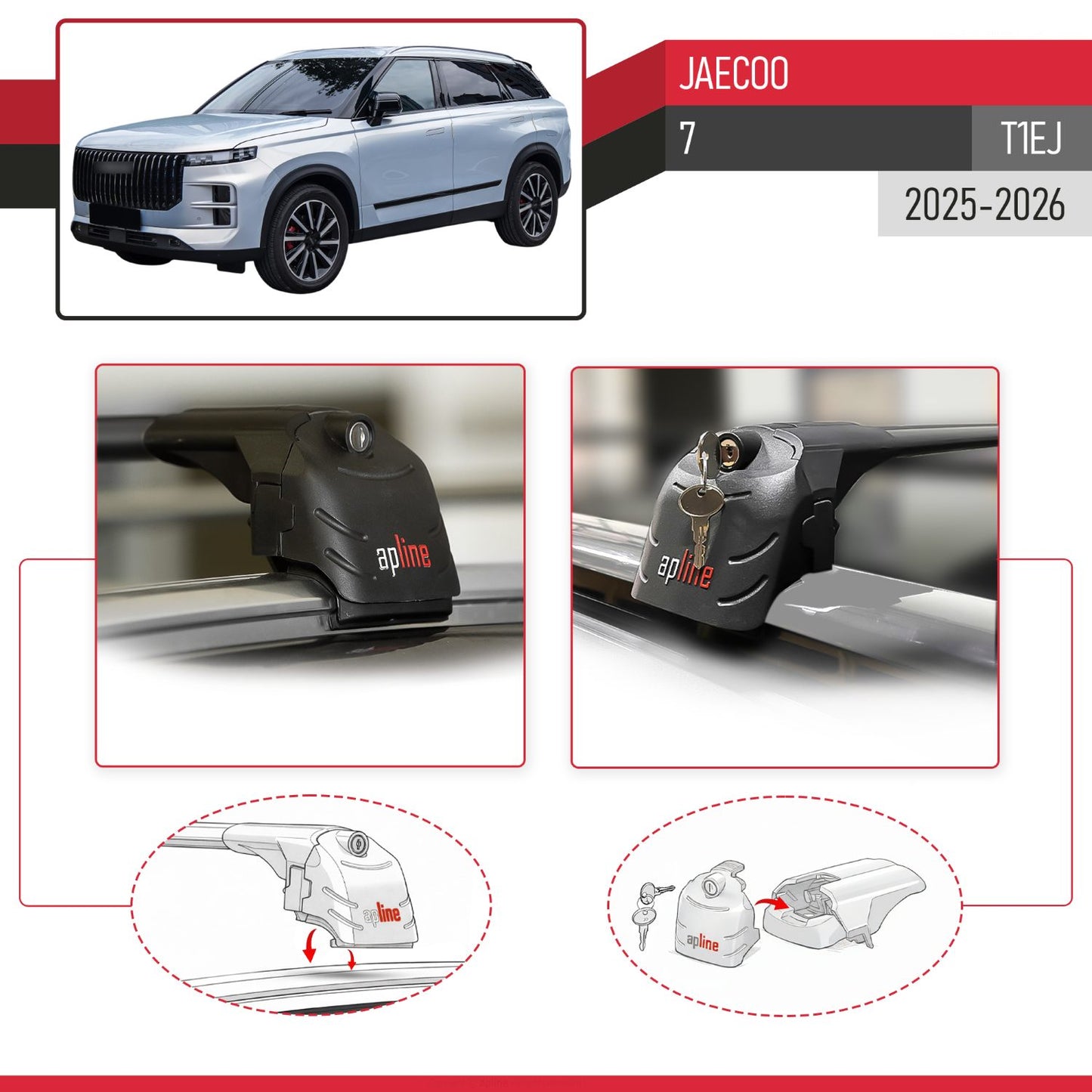 Compatibile con JAECOO 7 2025-2026 ACE-2 Barre Tetto Portapacchi Auto Barre Portatutto Nero Alluminio 2 Barre
