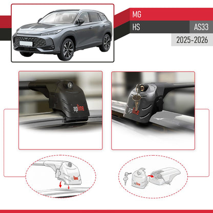 Compatibile con MG HS 2025-2026 ACE-2 Barre Tetto Portapacchi Auto Barre Portatutto Nero Alluminio 2 Barre