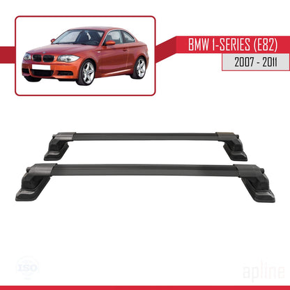 Compatible avec BMW Série 1 (E82) 2007-2013 ACE-3 Barres de Toit Railing Porte-Bagages de Voiture Noir Aluminium 2 Barres