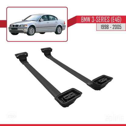 Compatibile con BMW Serie 3 (E46) 1998-2005 Barre portatutto ACE-3 per auto, barre portatutto in alluminio nero, 2 barre