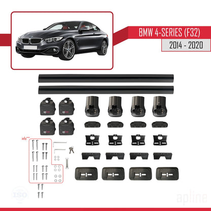 Kompatibel mit BMW 4er (F32) 2014-2020 ACE-3 Dachträger, Auto-Dachgepäckträger, schwarzes Aluminium, 2 Stangen