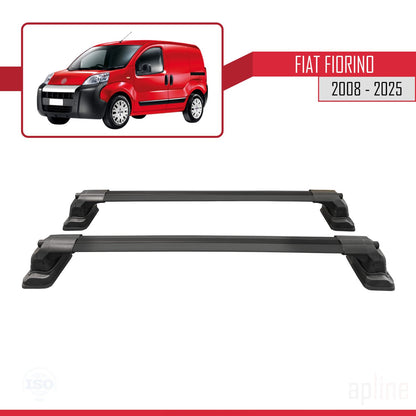 Kompatibel mit Fiat Fiorino 2008-2025 ACE-3 Dachgepäckträger, Auto-Reling, Gepäckträger, schwarzes Aluminium, 2 Stangen