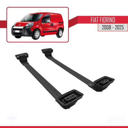 Kompatibel mit Fiat Fiorino 2008-2025 ACE-3 Dachgepäckträger, Auto-Reling, Gepäckträger, schwarzes Aluminium, 2 Stangen