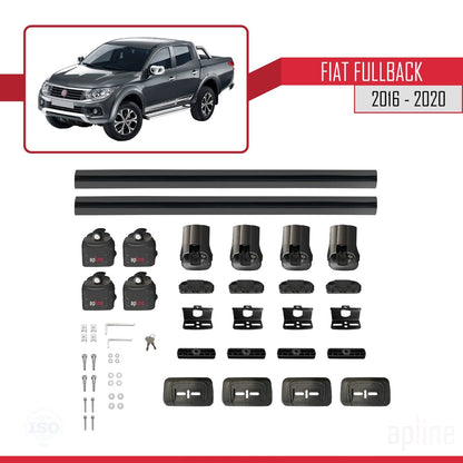 Compatible avec Fiat Fullback 2016-2020 ACE-3 Barres de Toit Railing Porte-Bagages de Voiture Noir Aluminium 2 Barres