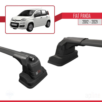 Compatible avec Fiat Panda (319) 2012-2021 ACE-3 Barres de Toit Railing Porte-Bagages de Voiture Noir Aluminium 2 Barres