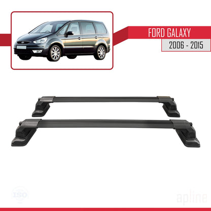 Compatibile con Ford Galaxy (MK3) 2006-2015 ACE-3 Barre portatutto per auto, barre portatutto in alluminio nero, 2 barre