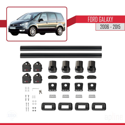 Compatibile con Ford Galaxy (MK3) 2006-2015 ACE-3 Barre portatutto per auto, barre portatutto in alluminio nero, 2 barre