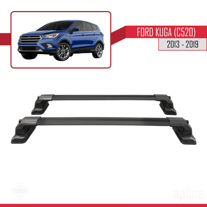 Compatibile con Ford Kuga (C520) 2013-2019 Barre portatutto ACE-3 per auto, barre portatutto in alluminio nero, 2 barre