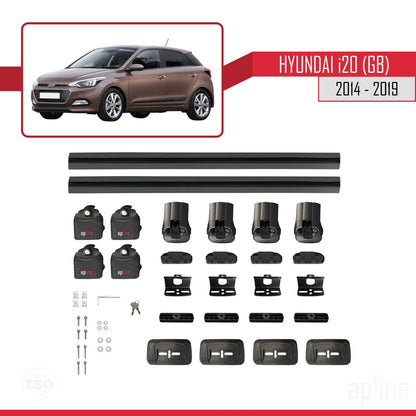 Compatibile con Hyundai i20 (GB) 2014-2019 ACE-3 Barre portatutto per auto, barre portatutto in alluminio nero, 2 barre