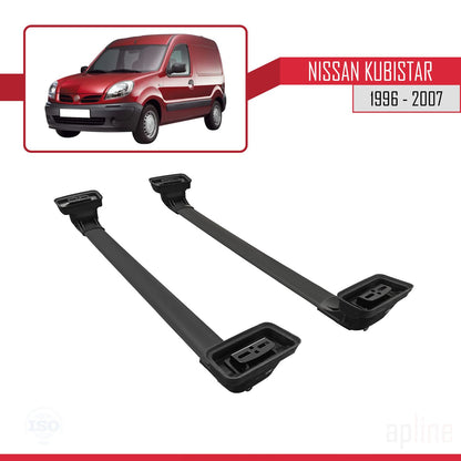 Compatible avec Nissan Kubistar 1996-2007 ACE-3 Barres de Toit Railing Porte-Bagages de Voiture Noir Aluminium 2 Barres