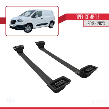 Compatible avec Opel Combo E 2019-2023 ACE-3 Barres de Toit Railing Porte-Bagages de Voiture Noir Aluminium 2 Barres