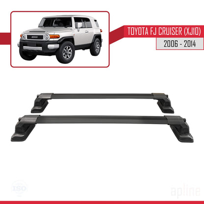 Compatible avec Toyota FJ Cruiser (XJ10) 2006-2014 ACE-3 Barres de Toit Railing Porte-Bagages de Voiture Noir Aluminium 2 Barres