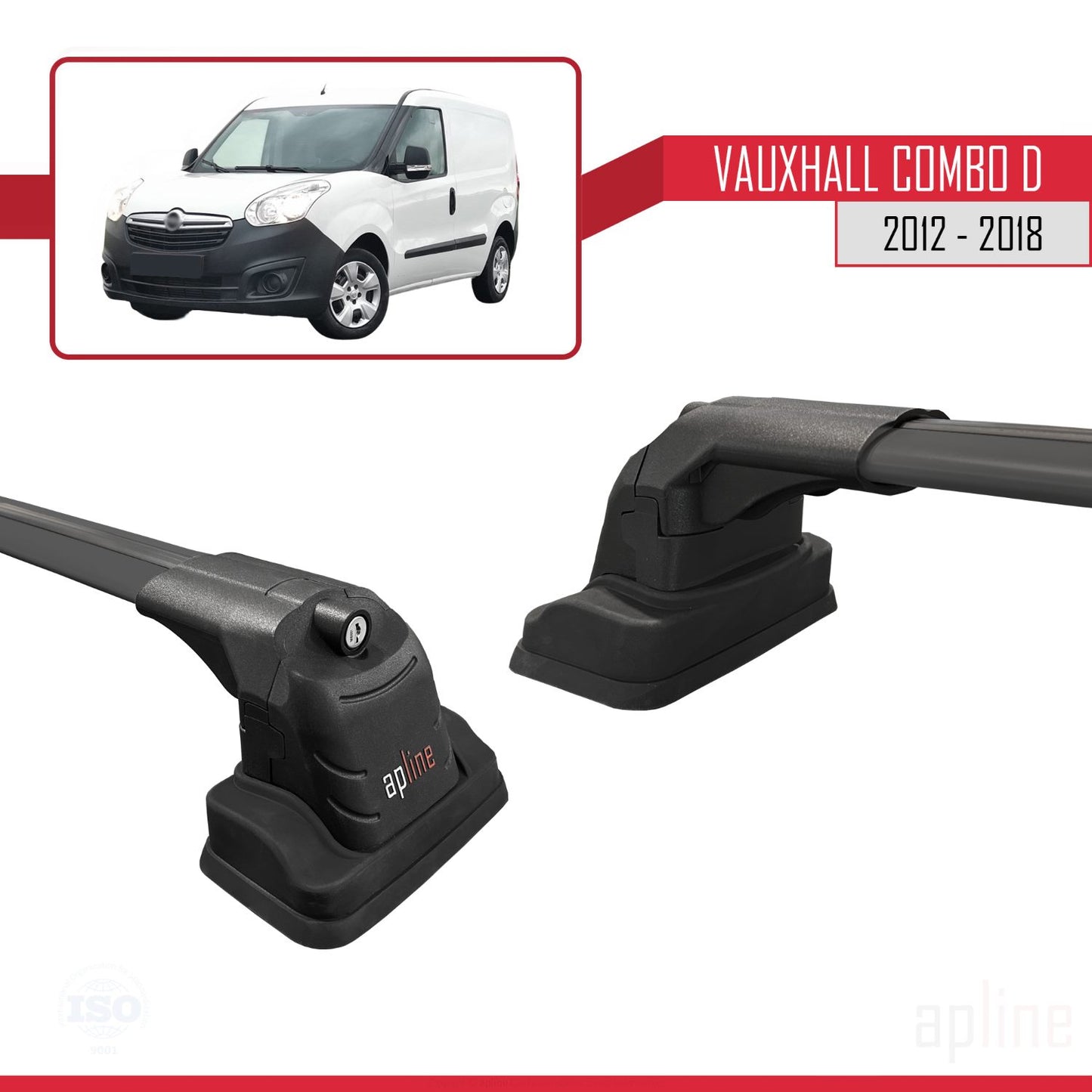 Compatibile con Vauxhall Combo D 2012-2018 ACE-3 Barre Tetto Portapacchi Auto Barre Portatutto Nero Alluminio 2 Barre