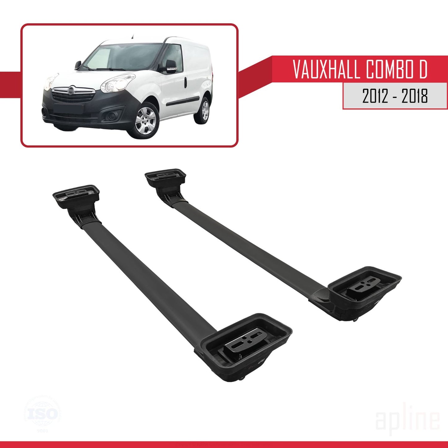 Compatibile con Vauxhall Combo D 2012-2018 ACE-3 Barre Tetto Portapacchi Auto Barre Portatutto Nero Alluminio 2 Barre