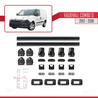 Compatibile con Vauxhall Combo D 2012-2018 ACE-3 Barre Tetto Portapacchi Auto Barre Portatutto Nero Alluminio 2 Barre