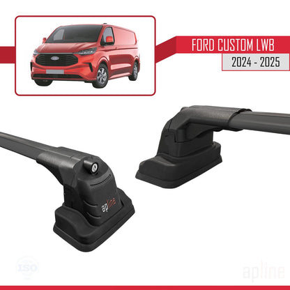 Compatibile con Ford Custom 2024-2025 ACE-3 Barre portatutto per auto Portapacchi in alluminio nero 2 barre