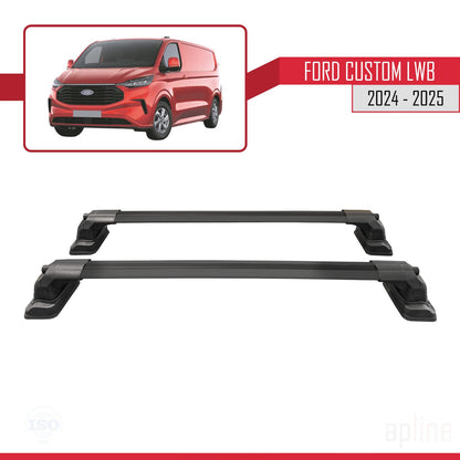 Compatibile con Ford Custom 2024-2025 ACE-3 Barre portatutto per auto Portapacchi in alluminio nero 2 barre