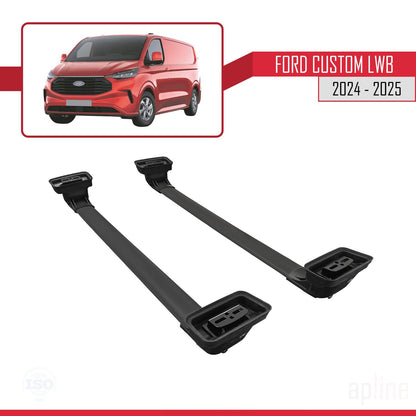 Compatibile con Ford Custom 2024-2025 ACE-3 Barre portatutto per auto Portapacchi in alluminio nero 2 barre