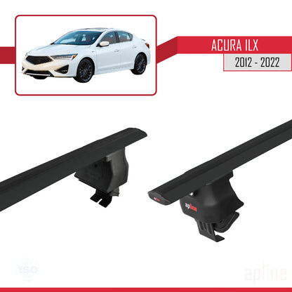 Kompatibel mit Acura ILX (DE1/2/3) 2012-2022 ACE-4 Dachreling Gepäckträger Schwarz Aluminium 2 Stangen