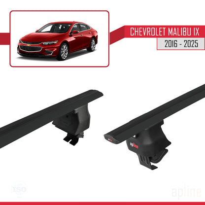 Kompatibel mit Chevrolet Malibu IX 2016-2025 ACE-4 Dachgepäckträger, Reling, Gepäckträger, schwarzes Aluminium, 2 Stangen