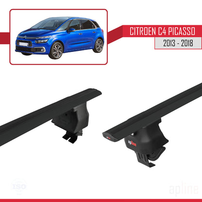 Kompatibel mit Citroen C4 Picasso 2 2013-2018 ACE-4 Dachgepäckträger, Reling, Gepäckträger, schwarzes Aluminium, 2 Stangen