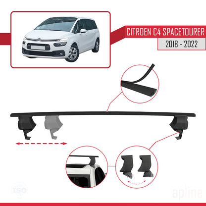 Kompatibel mit Citroen C4 Spacetourer 2018-2022 ACE-4 Dachgepäckträger, Reling, Gepäckträger, schwarzes Aluminium, 2 Stangen