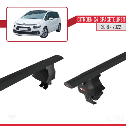 Kompatibel mit Citroen C4 Spacetourer 2018-2022 ACE-4 Dachgepäckträger, Reling, Gepäckträger, schwarzes Aluminium, 2 Stangen