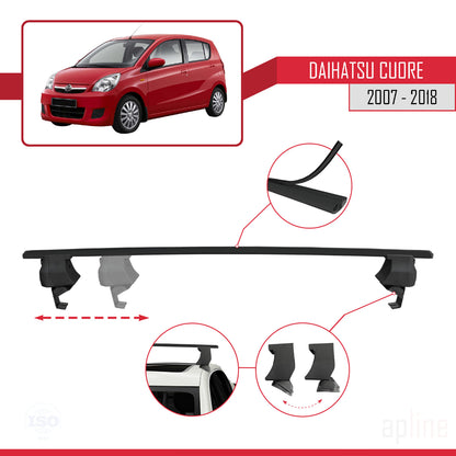 Kompatibel mit Daihatsu Cuore 2007-2018 ACE-4 Dachgepäckträger, Reling, Gepäckträger, schwarzes Aluminium, 2 Stangen