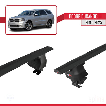 Kompatibel mit Dodge Durango 3 2011-2025 ACE-4 Dachgepäckträger, Reling, Gepäckträger, schwarzes Aluminium, 2 Stangen