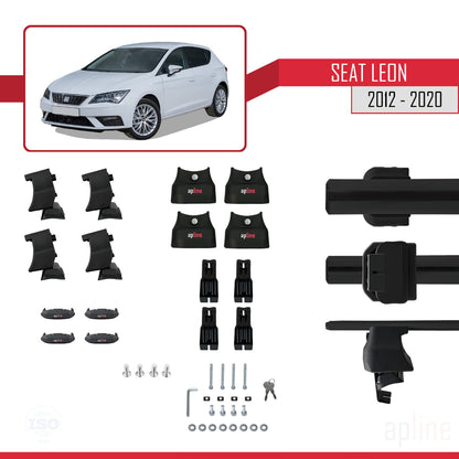 Compatibile con Seat Leon 3 (5F) 2012-2020 ACE-4 Barre Tetto Portapacchi Auto Barre Portatutto Nero Alluminio 2 Barre