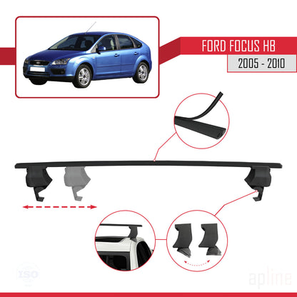 Compatibile con Ford Focus 2 (C307) HB 2005-2010 ACE-4 Barre portatutto per auto Portapacchi in alluminio nero 2 barre