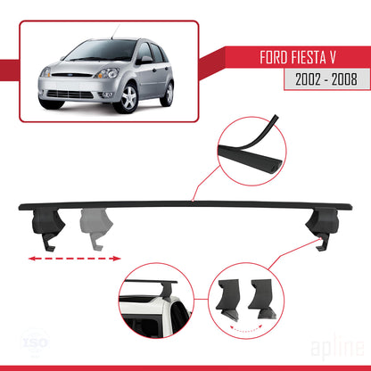 Compatibile con Ford Fiesta 5 2002-2008 ACE-4 Barre portatutto per auto, barre portatutto in alluminio nero, 2 barre