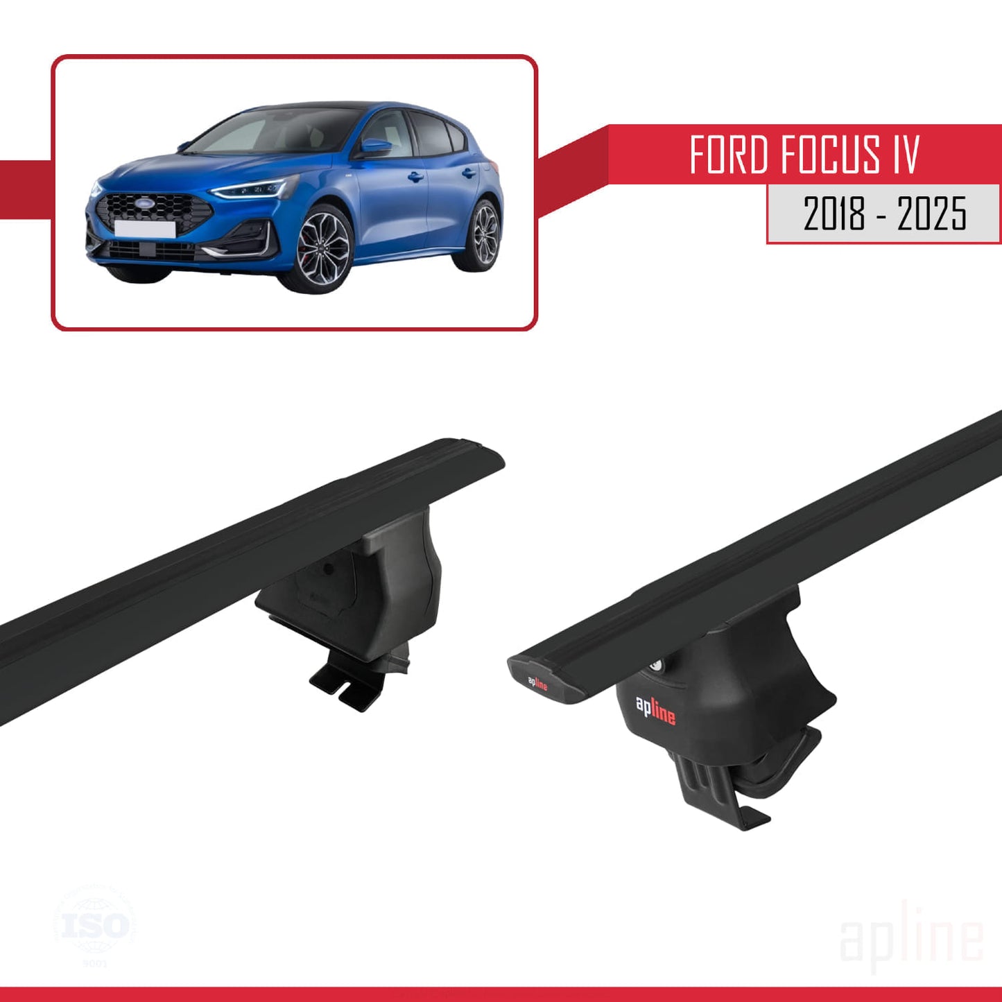 Compatibile con Ford Focus 4 (C519) 2018-2025 ACE-4 Barre portatutto per auto, barre portatutto in alluminio nero, 2 barre