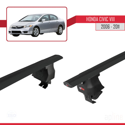 Compatibile con Honda Civic 8 V3 Berlina 2006-2011 ACE-4 Barre Tetto Portapacchi Auto Barre Portatutto Nero Alluminio 2 Barre