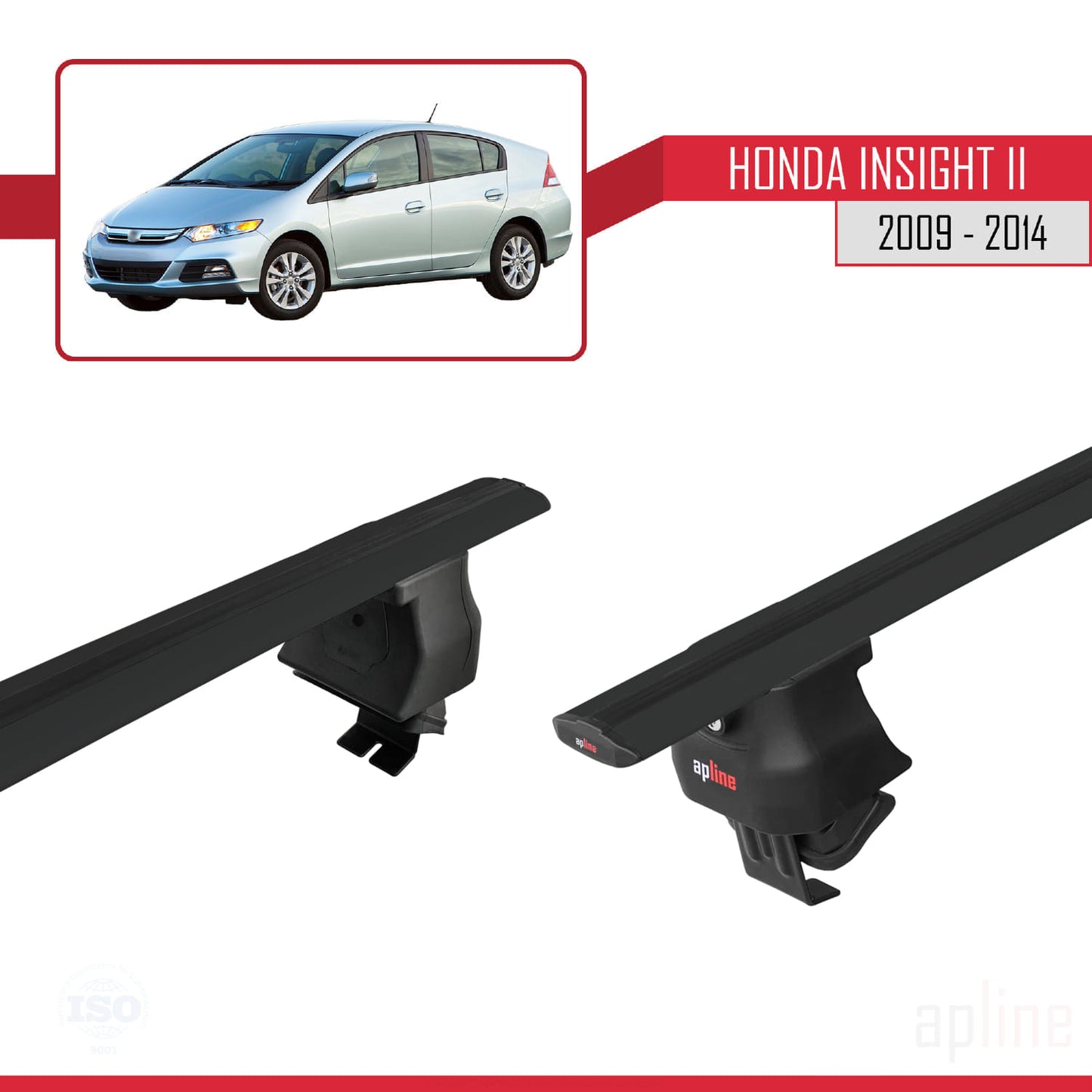 Compatibile con Honda Insight 2 (ZE2) 2009-2014 Barre portatutto ACE-4 Barre portatutto per auto in alluminio nero 2 barre