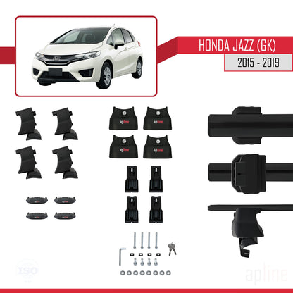 Compatibile con Honda Jazz 3 (GK) 2015-2019 ACE-4 Barre portatutto per auto Portapacchi Alluminio nero 2 barre