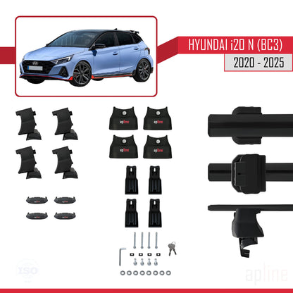 Compatibile con Hyundai i20 III (BC3) N 2020-2025 ACE-4 Barre portatutto per auto Portapacchi in alluminio nero 2 barre