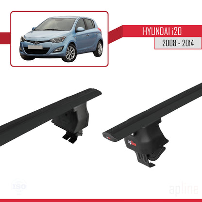 Compatibile con Hyundai i20 (PB) 2008-2014 ACE-4 Barre portatutto per auto, barre portatutto in alluminio nero, 2 barre