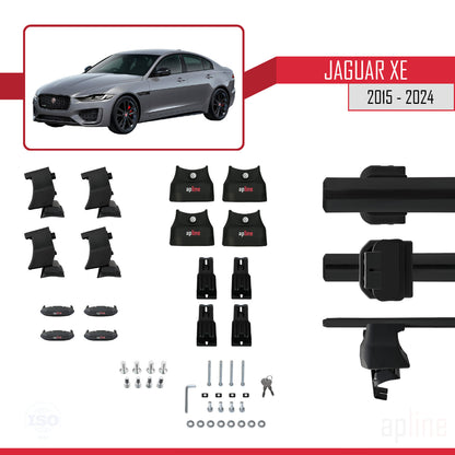 Compatible avec Jaguar XE (X760) 2015-2024 ACE-4 Barres de Toit Railing Porte-Bagages de Voiture Noir Aluminium 2 Barres