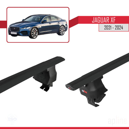 Compatible avec Jaguar XF (X260) Post-Facelift 2021-2024 ACE-4 Barres de Toit Railing Porte-Bagages de Voiture Noir Aluminium 2 Barres