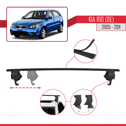 Compatible with Kia Rio 2 (JB) HB 2005-2011 ACE-4 Car Roof Rack Cross Bar Black Aluminium 2 Bars